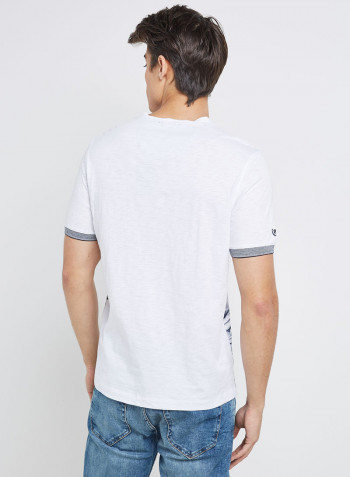 Half Sleeve Casual Printed T-Shirt White