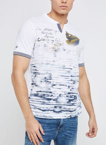 Half Sleeve Casual Printed T-Shirt White