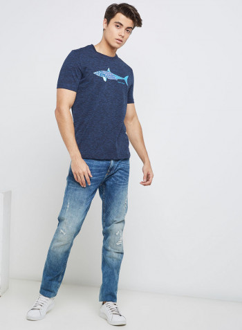 Half Sleeve Casual T-Shirt Navy Blue