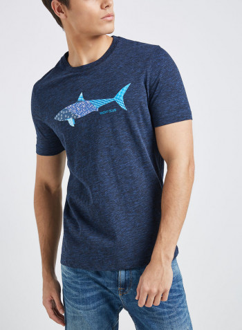 Half Sleeve Casual T-Shirt Navy Blue