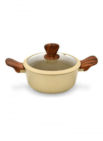 9-Piece Cookware Set Radiant Cream/Clear/Brown Casserole With Glass Lid 20x8.5 cm, Casserole With Glass Lid 24x11 cm, Casserole With Glass Lid 28x12.5 cm, Shallow Pot With Glass Lid 28x8 cm, Frying Pan 24x5cm