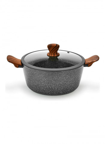 9-Piece Cookware Set Radiant Dark Grey/Clear Casserole With Glass Lid (20x8.5 cm); Casserole With Glass Lid (24x11 cm); Casserole With Glass Lid (28x12.5 cm); Shallow Pot With Glass Lid (28x8 cm); Fry Pan (24x5 cm)