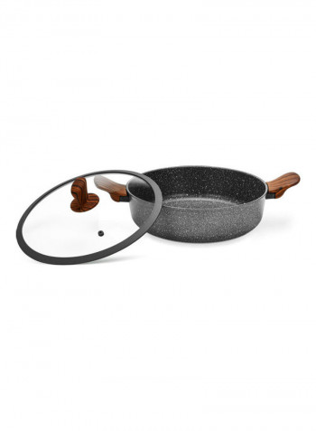 9-Piece Cookware Set Radiant Dark Grey/Clear Casserole With Glass Lid (20x8.5 cm); Casserole With Glass Lid (24x11 cm); Casserole With Glass Lid (28x12.5 cm); Shallow Pot With Glass Lid (28x8 cm); Fry Pan (24x5 cm)