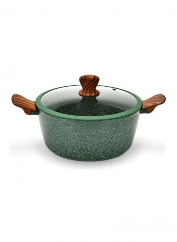 9-Piece Cookware Set Radiant Green/Clear Casserole With Glass Lid 20x8.5 Cm, Casserole With Glass Lid 24x11 Cm, Casserole With Glass Lid 28x12.5 Cm, Shallow Pot With Glass Lid 28x8 Cm, Fry Pan 24x5cm