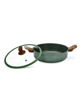 9-Piece Cookware Set Radiant Green/Clear Casserole With Glass Lid 20x8.5 Cm, Casserole With Glass Lid 24x11 Cm, Casserole With Glass Lid 28x12.5 Cm, Shallow Pot With Glass Lid 28x8 Cm, Fry Pan 24x5cm