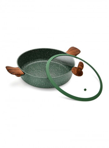 9-Piece Cookware Set Radiant Green/Clear Casserole With Glass Lid 20x8.5 Cm, Casserole With Glass Lid 24x11 Cm, Casserole With Glass Lid 28x12.5 Cm, Shallow Pot With Glass Lid 28x8 Cm, Fry Pan 24x5cm