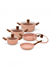 9-Piece Induction Bottom Cookware Set Radiant Pink 20x8.5cm