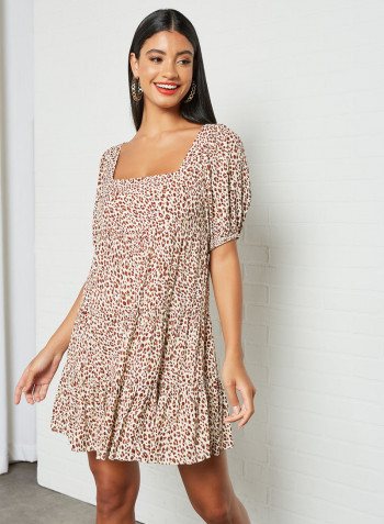 Olympia Leopard Print Dress Brown