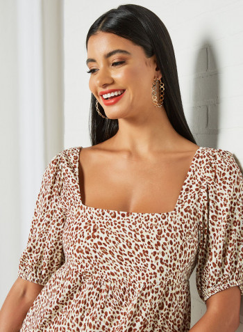 Olympia Leopard Print Dress Brown