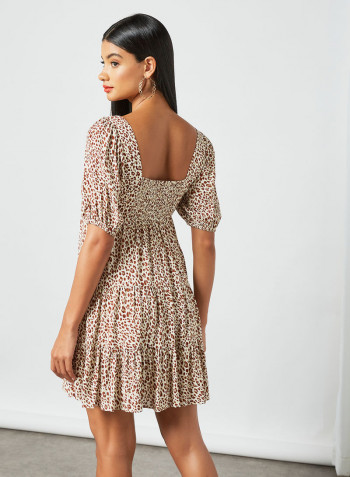 Olympia Leopard Print Dress Brown