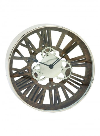 Polished Wall Clock Brown/Silver 18inch