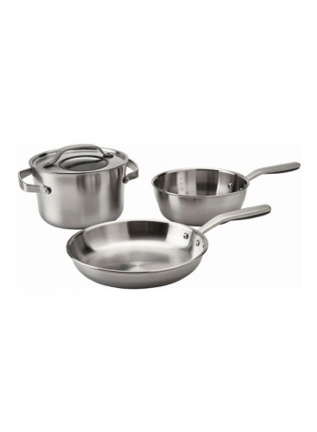 4-Piece Stainless Steel Cookware Set Silver