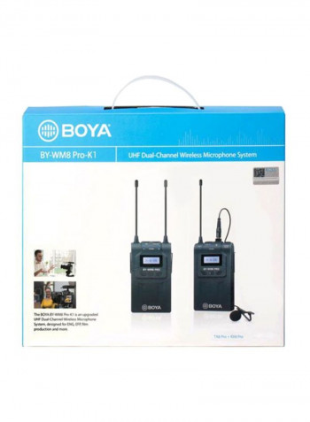 2-Piece UHF Dual-Channel Wireless Microphone System BY-WM8 Black