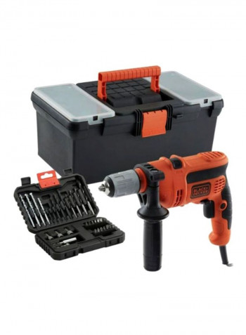 32-Piece Hammer Drill Kit Set Orange/Black