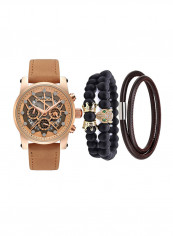 Men's Casual Quartz Analog Watch NNSB03704511 With Beaded Bracelet Set