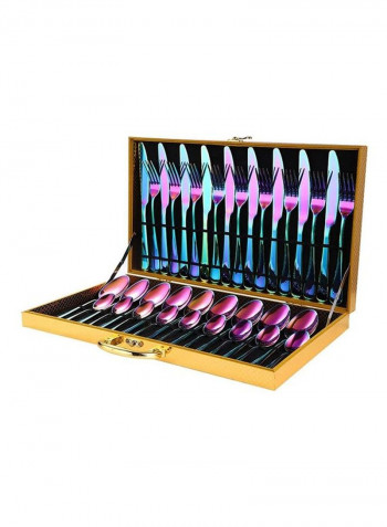 36-Piece Stainless Steel Cutlery Set With Storage Case Multicolour