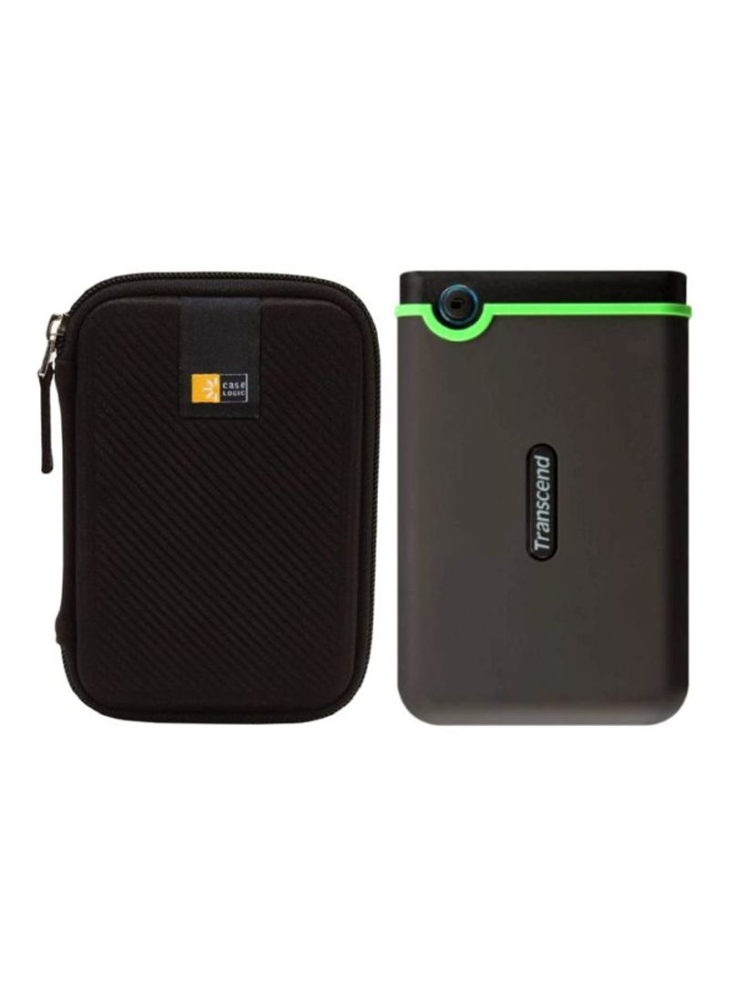 StoreJet External Portable Hard Drive With Case 500GB Black/Grey/Green