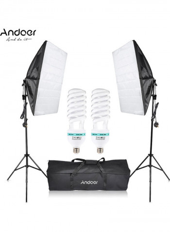 7-Piece Photography Studio Cube Umbrella Lighting Kit Black/White
