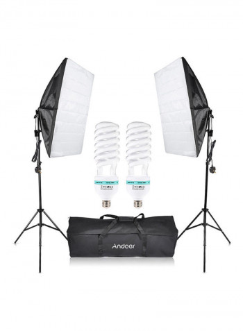7-Piece Photography Studio Cube Umbrella Lighting Kit Black/White