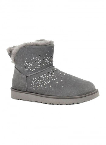 Classic Galaxy Bling Mini Ankle Boots Grey