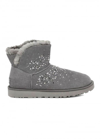 Classic Galaxy Bling Mini Ankle Boots Grey