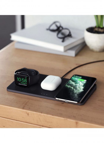 Trio Wireless Charging Pad For Smartphones, Smart Watch And AirPods Black