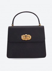 Timeless Top Handle Turn Lock Cross Body Bag Black