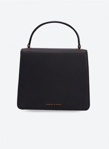 Timeless Top Handle Turn Lock Cross Body Bag Black