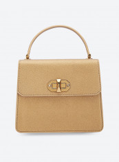 Timeless Top Handle Turn Lock Cross Body Bag Gold