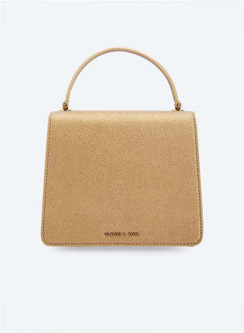 Timeless Top Handle Turn Lock Cross Body Bag Gold