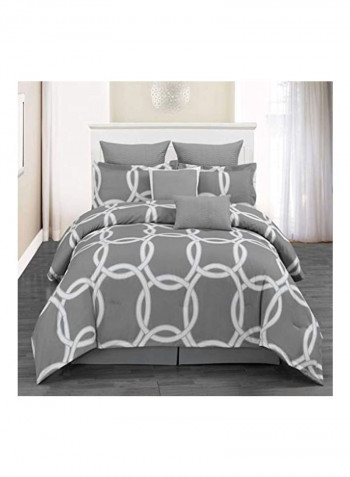 8-Piece Luxury Comforter Set Silver/White