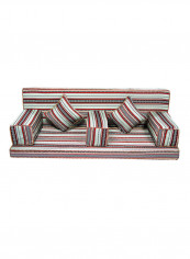 7-Piece Folding Majlis Sofa Set Silver/Red 2meter