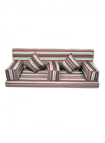 7-Piece Folding Majlis Sofa Set Silver/Red 2meter