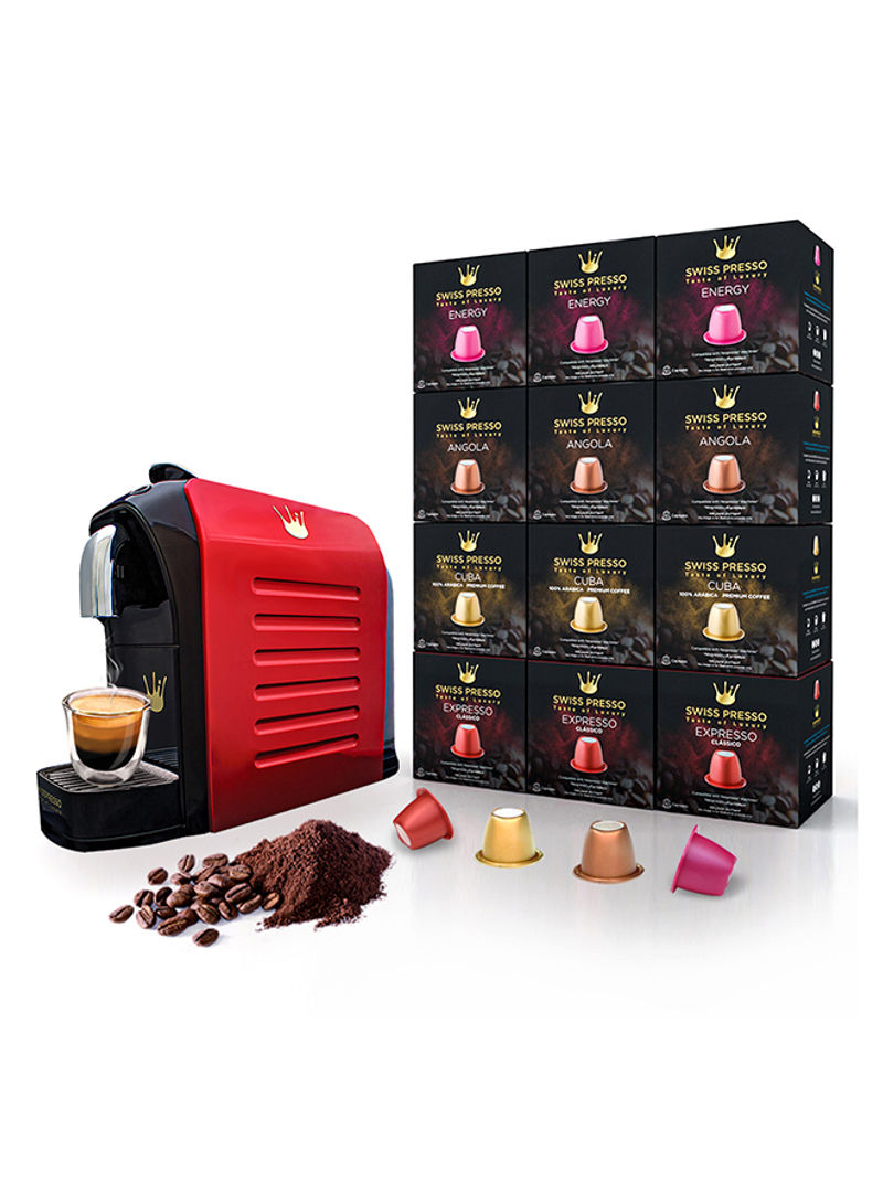 Espresso Coffee Machine 1255W With 120 Coffee Capsules 0.7 l 1255 W SCM009 Red