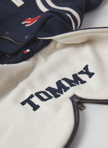 Wool Varsity Bomber Jacket Twilight Navy/White