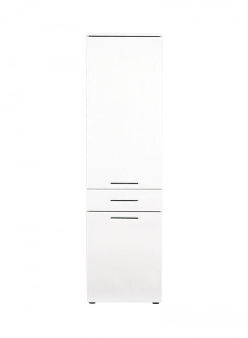 1-Door And 1-Drawer Laundry Cabinet With Basket White 52 x 187 x 38centimeter