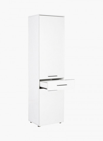 1-Door And 1-Drawer Laundry Cabinet With Basket White 52 x 187 x 38centimeter