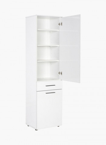 1-Door And 1-Drawer Laundry Cabinet With Basket White 52 x 187 x 38centimeter