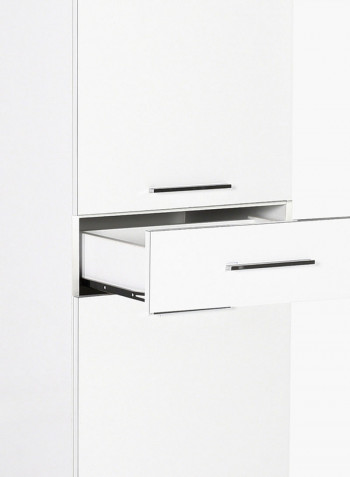 1-Door And 1-Drawer Laundry Cabinet With Basket White 52 x 187 x 38centimeter