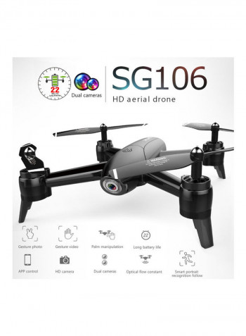SG106 Optical Flow Drone with Dual Camera 1080P Wide Angle Wifi FPV Altitude Hold Gesture Photography Quadcopter with 2 Battery Black 33*9*21.5cm