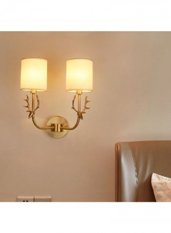 Double Heads Creative Copper Antler Wall Lamp Gold 40 x 30 x 45cm