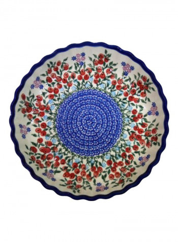 Stoneware Pie Baker White/Blue/Red 8.9x9.9x1.6inch
