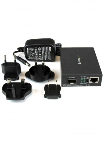 Gigabit Ethernet Fiber Media Converter With Open SFP Slot Black