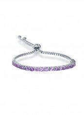 925 Sterling Silver Amethyst Studded Adjustable Tennis Bracelet