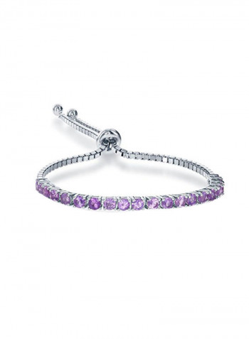925 Sterling Silver Amethyst Studded Adjustable Tennis Bracelet