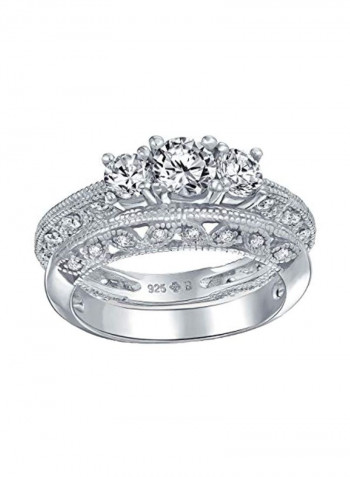 925 Sterling Silver Cubic Zirconia Studded Ring