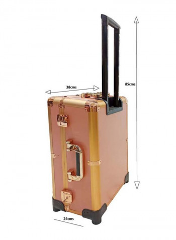 Make Up Trolley بني/ذهبي