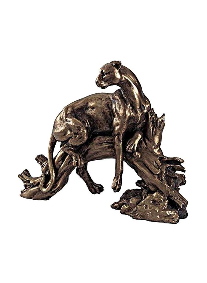Resin Leopard Statue Bronze 5x15x11.5inch