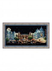 Evening Cafe Counted Cross Stitch Kit Black/Brown/Blue