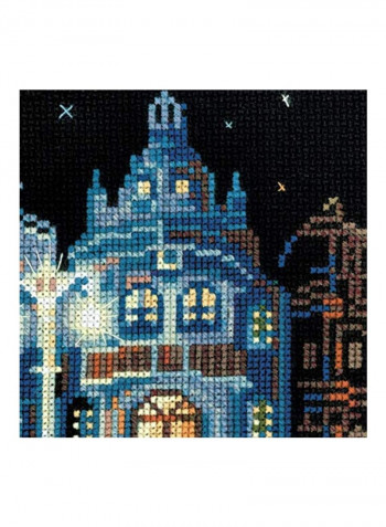 Evening Cafe Counted Cross Stitch Kit Black/Brown/Blue